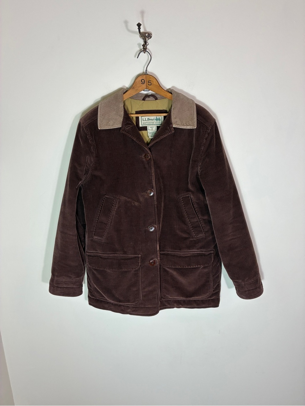 LL Bean Women’s Brown Insulated Corduroy Barn Coat Size M